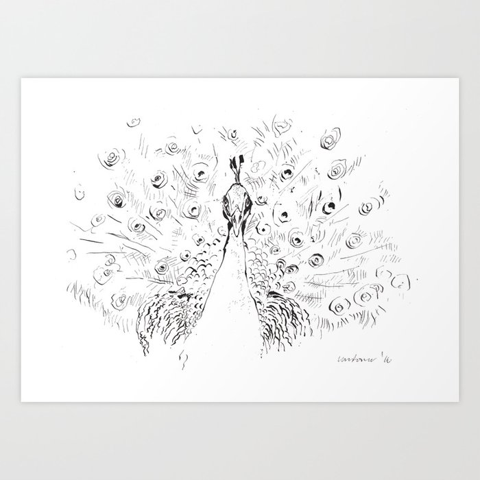 black and white peacock art print by stumpybird society6 black and white peacock art print by stumpybird
