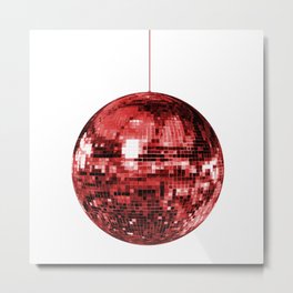 Red Mirrored Disco Ball Metal Print