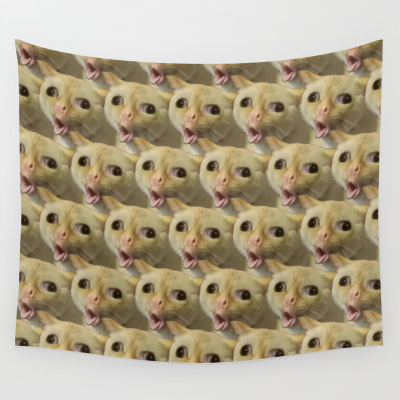 Coughing Cat Meme Pattern Wall Tapestry By Racheltintedred Society6
