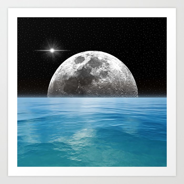 Moon Ocean Art Print By Loolyelzayat Society6 Moon Ocean Art Print By Loolyelzayat Society6