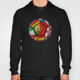 Soccer ball with flags - flag of Portugal in the center Hoody