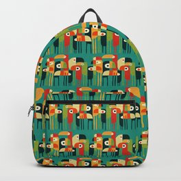 Toucan Backpack | Bauhaus, Digital, Curated, Painting, Bird, Toucan, Mid Century, Moderenist, Whimsical, Colourful 