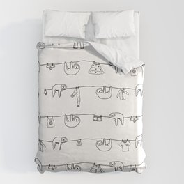 Sloth Laundry Time Bettbezug | Drawing, Pattern, Digital, Animal, Graphic Design, Illustration 
