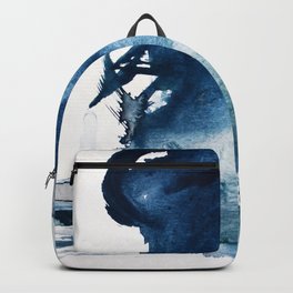 Pacific Grove: a pretty minimal abstract piece in blue by Alyssa Hamilton Art Backpack