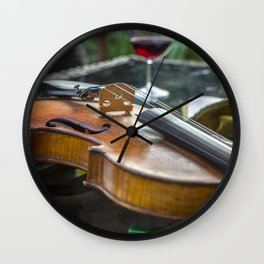 Violin with wine Wall Clock