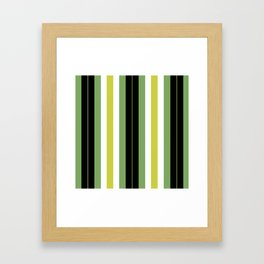 Mint Green, Mustard, Black & White Striped Pattern Framed Art Print