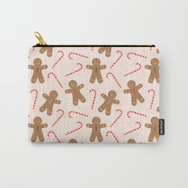 Gingerbread Man + Candy Cane Christmas Pattern Carry-All Pouch