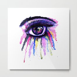 Rainbow anime eye Metal Print | Closeup, Eye, Sketch, Makeup, Fashion, Background, Splash, Design, Illustration, Art 