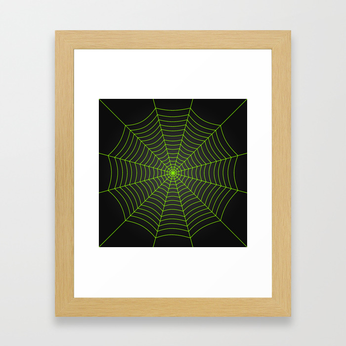 Neon Green Spider Web Framed Art Print By Randomsorcery Society6