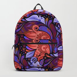 Stained Glass Purple Red Floral Backpack