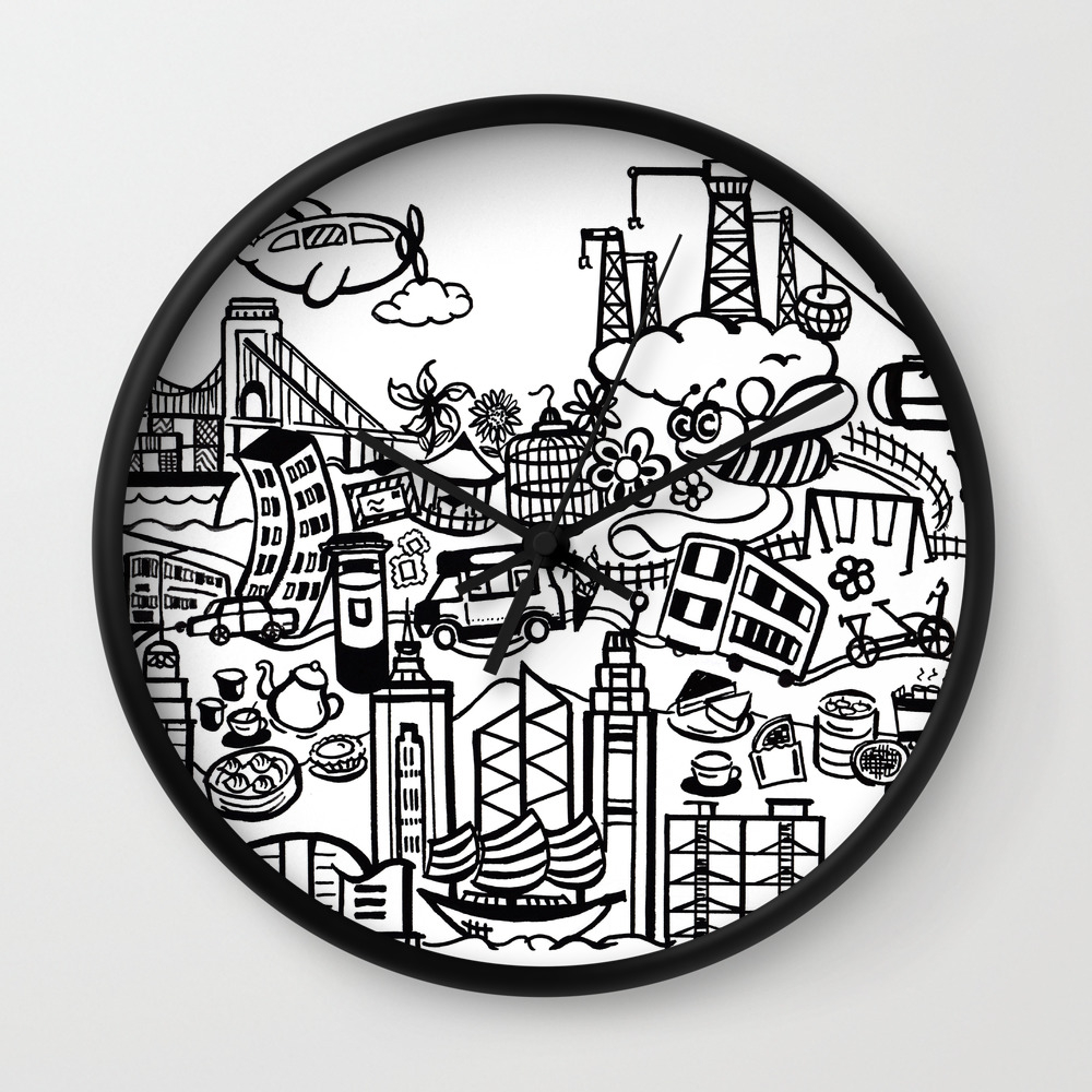 Hong Kong Creative Doodle Wall Clock By Karenaruba Society6 This includes the drawings for the clocks in pdf format which are available for free. hong kong creative doodle wall clock by karenaruba