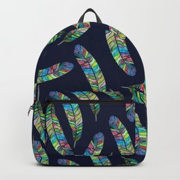 Watercolor Feather Blue Green Moody Backpack