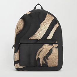 Modern Chic Black Gold Painted Abstract Marble Backpack
