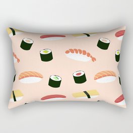 Lovely sushi - Seamless maki and nigiri sushi illustration pattern, pink background illustrati Rectangular Pillow