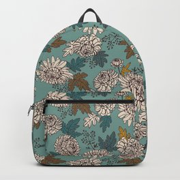Turquoise flowers Backpack