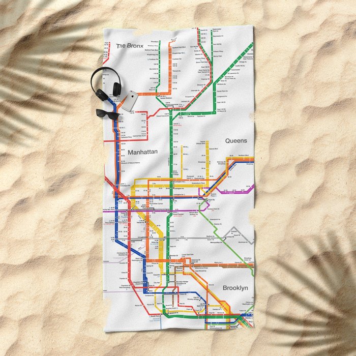 Yocmre Bath Towel New York Subway Map Beach Towel for Bathroom Travel Beach Swim