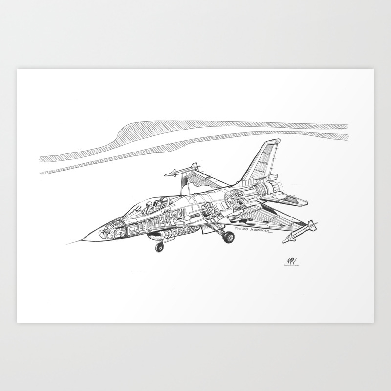 F16 Cutaway Freehand Sketch Art Print By Marc Mpv Society6