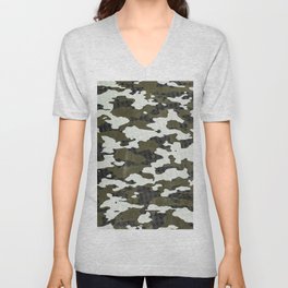 Urban Camouflage Retro Grunge Pattern V Neck T Shirt