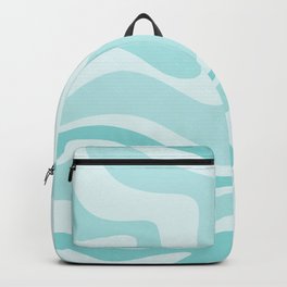 Modern Retro Liquid Swirl Abstract in Light Aqua Teal Blue Backpack
