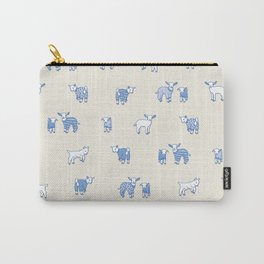 Goat Pajama Party Carry-All Pouch | Blue, Pajama, Goats, Design, Graphic, Lineart, Babygoat, Tan, Party, Farm 