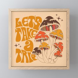 70s Mushroom, Take A Trip, Hippie Boho Framed Mini Art Print