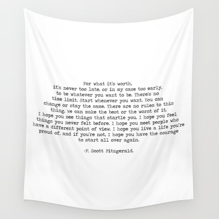 For What It S Worth F Scott Fitzgerald Life Quote Wall Tapestry By Summersoulco Society6