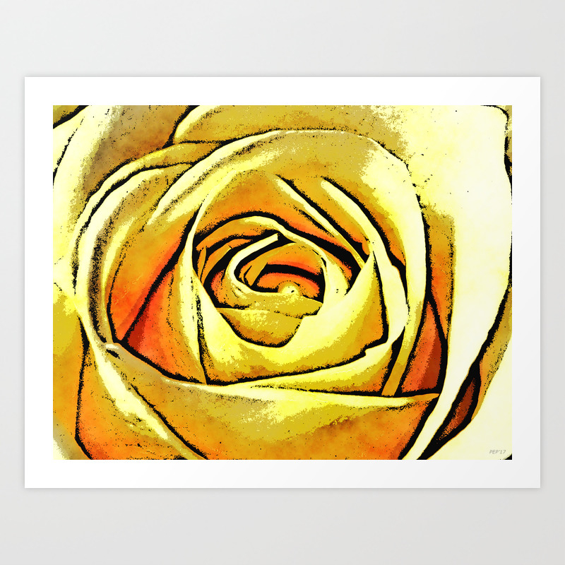 Golden Rose Flower Art Print By Perkinsdesigns Society6