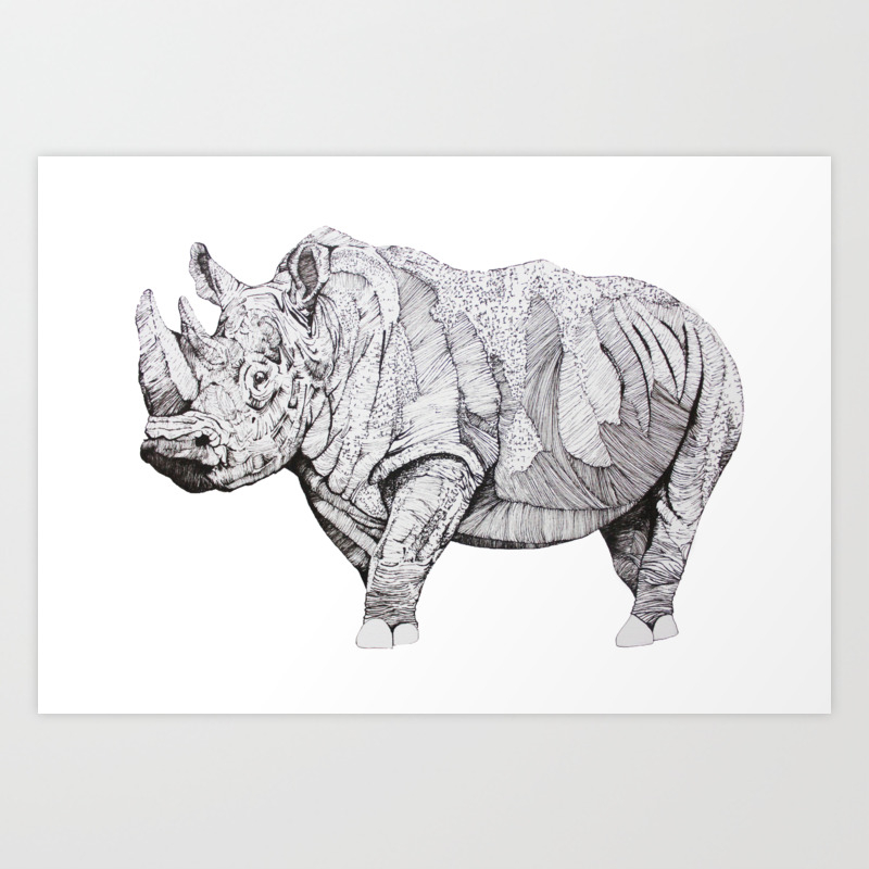 Northern White Rhino Art Print By Maryaskander Society6