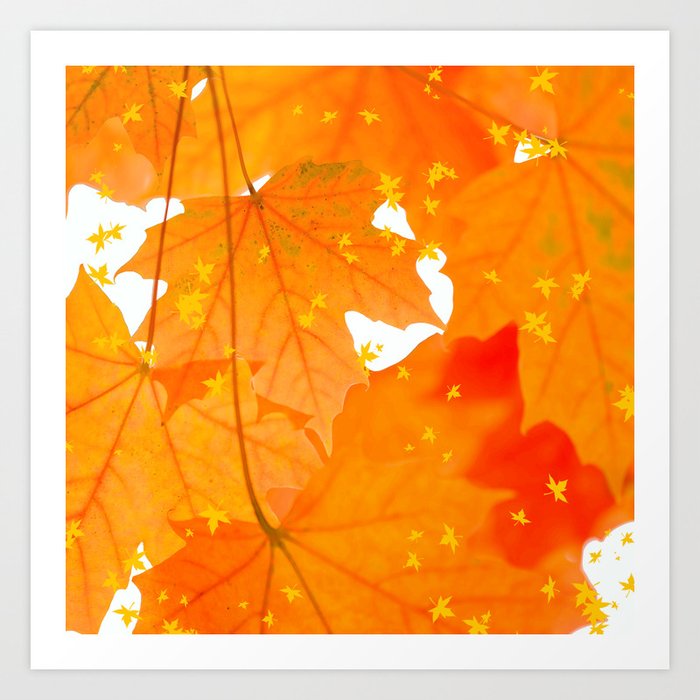 Fall Orange Maple Leaves On A White Background Decor Society6 Buyart Art Print By Pivivikstrm Society6