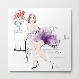 Chic Lady Metal Print | Painting, Sexy, Stylish, Stye, Pop Art, Classy, Drawing, Watercolor, Ink, Black And White 