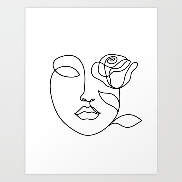 Beauty Woman Face With Rose Abstract Minimal Fine Art One Line Drawing Art Print By Livdeco Society6 Flower set illustration stock illustrationby pauljune2/230. beauty woman face with rose abstract minimal fine art one line drawing art print by livdeco