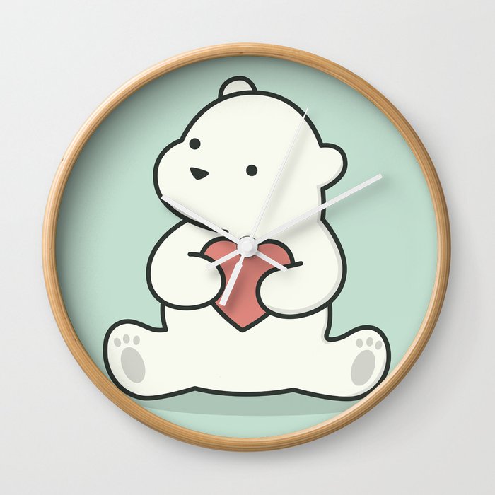 picture Cute Kawaii Clock kawaii cute polar bear with heart wall clock by wordsberry