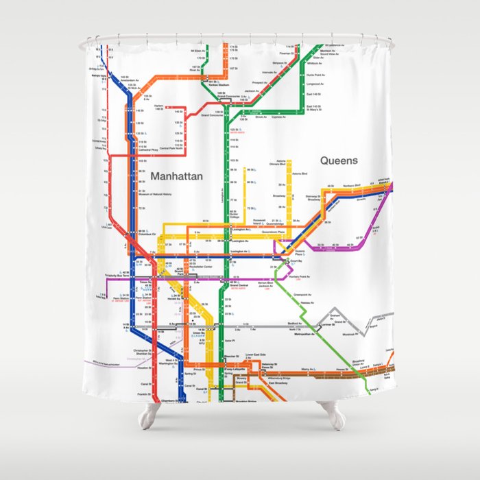 New York City Subway Map Shower Curtain, Map Shower Curtain