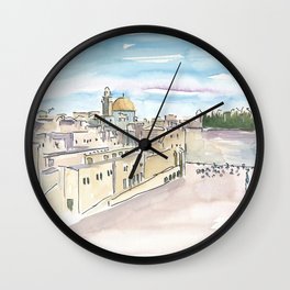 Jerusalem Temple Mount With Western Wall Wall Clock