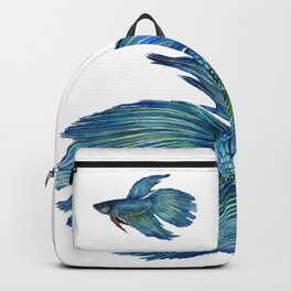 Mortimer the Betta Fish Backpack | Illustration, Fish, Mortimer, Animal, Painting, Cindyloubailey, Aquamarine, Fins, Watercolor, Nature 