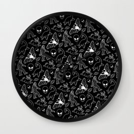 Cryptid Pattern: White Lines Wall Clock