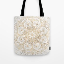 Trendy Gold Floral Mandala Marble Design Tote Bag