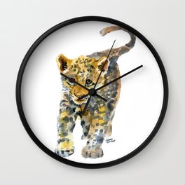 Baby Jaguar Watercolor Painting Wall Clock