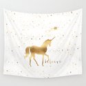 Gold Stars Unicorn Wandbehang