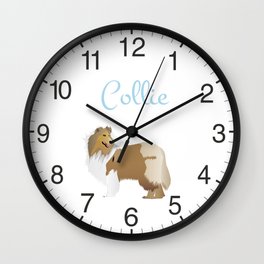 Graceful Rough Collie Wall Clock