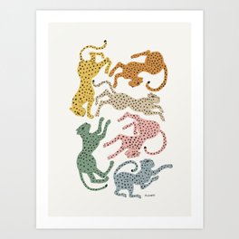 Rainbow Cheetah Kunstdrucke | Curated, Cheetah, Pattern, Vintage, Kids, Illustration, Multi, Jungle, Pink, Orange 