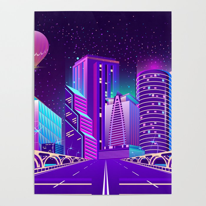 Synthwave Neon City #5 Poster by Synthwave1950 Alex Airlino | Society6