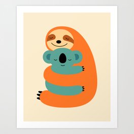 Stick Together Kunstdrucke | Nursery, Graphicdesign, Kids, Digital, Valentine, Cute, Sloth, Love, Illustration, Vector 