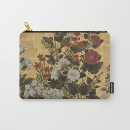 Flowers & Grapes Vintage Japanese Floral Gold Leaf Screen Carry-All Pouch