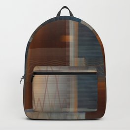 Uninhabited Mosaic (Zig Zag) Backpack | Grey, Orange, Zigzags, Amber, Steelblue, Collage, Pattern, Texture, Gradations, Blue 