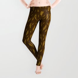 Gold & Chocolate Feather Leggings