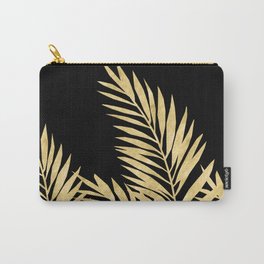 Palm Leaves Golden On Black Carry-All Pouch
