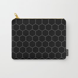 Simple Honeycomb Pattern - Black & White -Mix & Match with Simplicity of Life Carry-All Pouch | Abstract, Scandideco, Shape, Trendy, Scandinavian, Mid Century Modern, Geometric, Hexagonal, Bohemian, Creative 