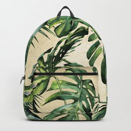 Palm Leaves Greenery Linen Backpack