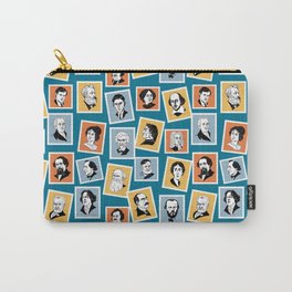 Some of great writers, poets and playwrights on stamps (in blue, grey, ochre and terracotta) Carry-All Pouch